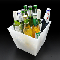 Seau à glace LED carré de luxe 10 litres, personnalisé avec logo, coloré, pour bière et vin, en plastique, vente en gros