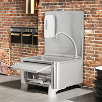 Évier de cuisine mural moderne en acier inoxydable SS 304/201, finition brossée et polie, avec robinet intégré, pour lavage des mains, à cuve unique