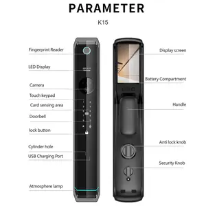 LEZN K15 Fábrica Nueva Cerradura de puerta inteligente de contraseña de huella dactilar de reconocimiento facial completamente automático de alta calidad para puerta variada