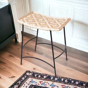 Modern Handmade Woven Seat <b>Stool</b> Wood Rattan Metal Frame <b>Dining</b> Hotels Malls Custom Outdoor Furniture Direct Manufacturer - Product Image 6