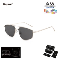 Lunettes de soleil Boyarn Pilot avec logo personnalisé, protection UV400, monture en métal, anti-reflet, monture intégrale, design pour hommes et femmes