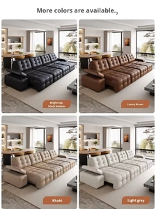 Sofá Cama Eléctrico de Cuero Moderno, Sofá <span class=keywords><strong>Reclinable</strong></span> Convertible con Control Remoto, Muebles Multifuncionales para Sala de Estar - Product Image 4
