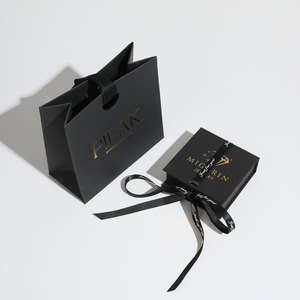 High Quality Paper Bag with Ribbon Handles Jewellery Luxury <b>Wedding</b> Gift Shopping Custom Logo Printed Paper Jewelry Bags - Product Image 1