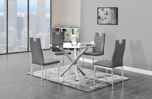 Precio de fábrica barato moderno de vidrio templado redondo Mesa de <span class=keywords><strong>Cristal</strong></span> patas de madera efecto patas mesa de comedor - Product Image 5