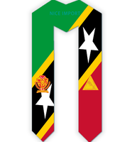 Écharpe de remise de diplôme unisexe avec drapeau de Sainte-Kitts-et-Névis, motif multiculturel, pour les diplômés de l'échange universitaire