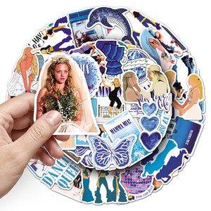 50 Pezzi Adesivi Impermeabili Stile Ins Blu e Bianco con Cartoni Animati <span class=keywords><strong>MAMMA</strong></span> <span class=keywords><strong>MIA</strong></span> per Cover Telefono, Quaderni, Diari e Agende - Product Image 6
