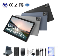Tablette Android 14 OEM 10 pouces, 16 Go de RAM, 1 To, batterie 6800 mAh, Wi-Fi 4G/5G, étui, clavier, processeur Octa Core MTK pour entreprise