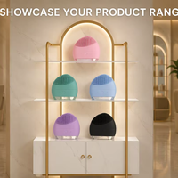 Étagère de présentation moderne à LED avec structure métallique durable pour salon de beauté, cosmétiques, soins de la peau, présentoir de vente au détail, spa, boutique, écologique