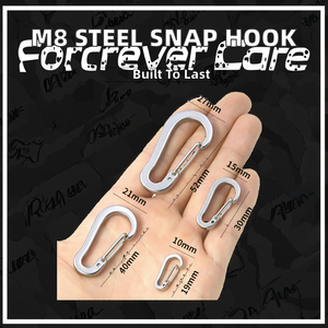 Mosquetón de Alta Resistencia M8 de Aleación de Aluminio con Acabado Negro, Gancho de Resorte con Clip DIN5299 - Product Image 2