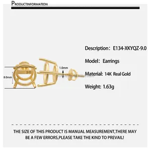 Impostazioni dell'orecchino con intarsio in oro 14k Soild personalizzato professionale orecchini in pietra rotonda con perno di diamanti Semi Mount