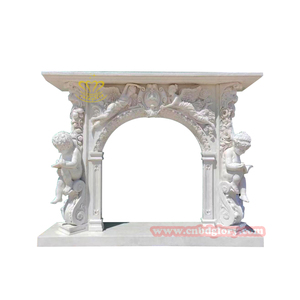 Décoration de cheminée électrique en marbre blanc Design de sculpture d'art en pierre avec statue de garçon lu Statue de lecture de garçon pour cheminées - Product Image 1