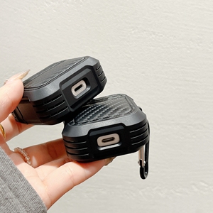 Étui en cuir Texture fibre de carbone pour Apple Airpods 1 2 3 <span class=keywords><strong>Pro</strong></span> 2 boîte de charge pour écouteurs sans fil - Product Image 4