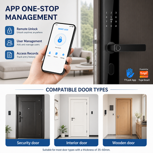Serratura Intelligente Tuya 3-in-1 in Lega di Alluminio di Alta Qualità per Case e Appartamenti, Modalità di Sblocco con Impronta Digitale e NFC, Controllo Remoto Tramite App - Product Image 3