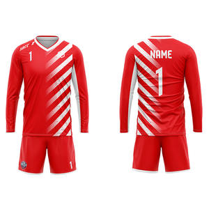 Jersey Tim Sepak Bola Anak Dewasa, Seragam Jersey Tim Sepak Bola Lengan Panjang Oranye Cepat Kering - Product Image 4