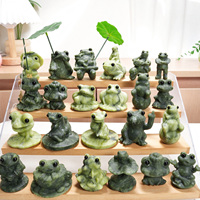 Vente en gros de figurines d'animaux en jade Xiuyan naturel sculpté, grenouille, pour la décoration et les cadeaux