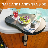 TSPK Moderno Tavolino Laterale in Plastica per Spa Esterna, Vassoio Portabevande con Supporto Verticale in Acciaio Inox Pieghevole, Adatto a Qualsiasi Spa