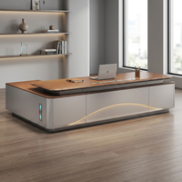Ensemble de bureau de direction moderne avec chaise de direction et armoire, table de direction en forme de I avec rangement latéral pour le bureau