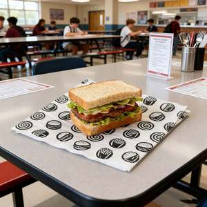 Papel para Hamburguesas, Papel Encerado de Grado Alimenticio, Antigrasa, con Logotipo Personalizado, Papel para Sándwiches, Papel para Hornear, para Pollo y Rollos - Product Image 1