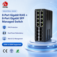 Switch Ethernet Industrial de 8 Puertos Gigabit y 8 Puertos Gigabit SFP con Anillo ERPS, Gestado, para Montaje en Riel DIN