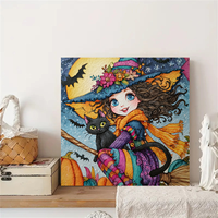 CHENISTORY Peinture par numéros DIY, motif Sorcière d'Halloween, pour adultes, cadeau DIY, peinture à la main sur toile