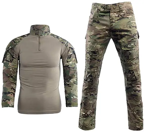 Tactical Men's Tactical Camouflage Combat Shirt And Pants Set Long Sleeve Multicam Bdu Tactical Uniforms