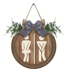 Décoration de salle de bain <span class=keywords><strong>Toilette</strong></span> en bois de style fermier Plaque décorative <span class=keywords><strong>murale</strong></span> suspendue pour la décoration intérieure - Product Image 5