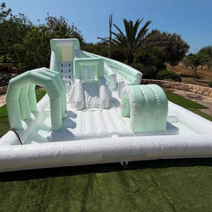 สนามเด็กเล่นเป่าลมกลางแจ้งสีเขียวมิ้<span class=keywords><strong>นท</strong></span>์ขาวพร้อมสไลเดอร์น้ำและอุปกรณ์เล่นนุ่ม<span class=keywords><strong>นว</strong></span>ล - Product Image 2