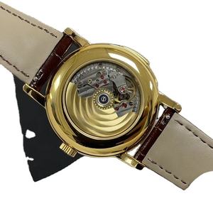 Montre mécanique classique pour homme, vintage, boîtier rond en or, bracelet en cuir de crocodile marron, petit second, sous-cadran, montre élégante - Product Image 6