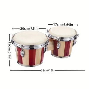 Wholesale Factory-Direct Stripe Color 7+8-Inch Sheepskin Bongo <b>Drums</b> Wooden Hand Percussion <b>Drums</b> Percussion Instruments - Product Image 4