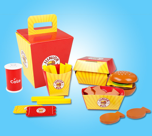 Los niños de simulación de madera familia comida de cocina conjunto de Hamburgo papas fritas francés cola conjunto de juguete - Product Image 3