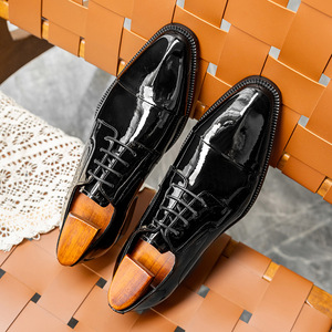 Zapatos Oxford de Vestir Formales para Hombre, de Charol, con Punta Puntiaguda, con Cordones, de Color Sólido, para Todas las Temporadas, Envío Directo - Product Image 3