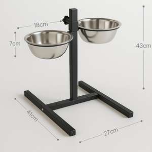 Doppia ciotola in acciaio inox per animali domestici, altezza regolabile, per cani e gatti di tutte le taglie - Product Image 5