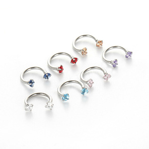 Anneau de nez en acier inoxydable en forme de U avec sertissage à griffes en zircon pour bijoux de piercing corporel - Product Image 5