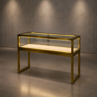 Vitrine de présentation rectangulaire en acier inoxydable brossé pour bijouterie, kiosque de présentation de montres et bijoux en or rose, tour de présentation