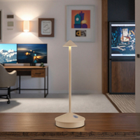 Lampu Meja LED Modern Zafferano Tanpa Kabel, Kontrol Sentuh, Fitur Peredup, Lampu Malam Isi Ulang, Bodi Aluminium, Dioperasikan dengan Baterai