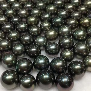 프리미엄 주얼리 천연 라운드 타히티 블랙 펄 8-12mm 해양 진주 블랙 파인 펄 도매 제3자 인증 - Product Image 4