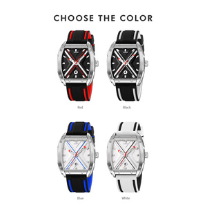 Reloj cronógrafo cuadrado para hombre, correa de silicona de lujo, reloj de cuarzo resistente al agua 30M, relojes al por mayor - Product Image 3