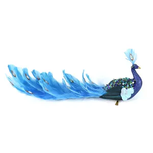 Роскошный градиент цвета стерлингового серебра Синий Зеленый красочная птица Рождественский павлин кулон