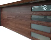 מודרני מוצק עץ 9x8 תקורה מוסך דלת עץ אלומיניום אופקי הזזה דש כפול מוסך דלתות מבודד