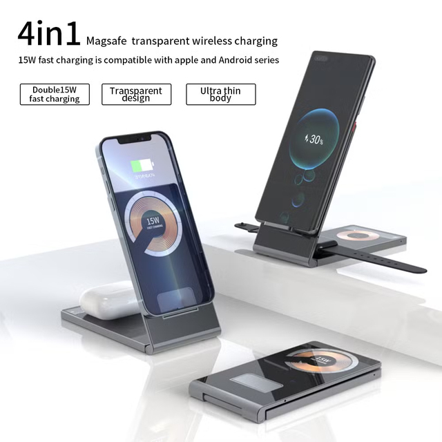 4 in 1 Fasting Charging Foldable Wireless Chargers Adapter Phone Holder High Performance Wireless Charger