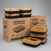 Voedselveilige transparante verpakking met deksel, zwarte gouden basis, displaydoos voor cake, fruitsalade, dessert, snoep, 7 maten, herbruikbare verpakking