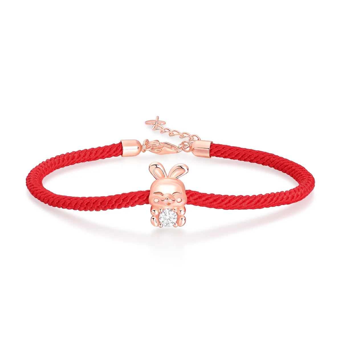 Red Rope Bracelets Rose Gold Lucky Charm with Moissanite Rabbit 925 Sterling Silver String Bracelet for Baby Child Gift