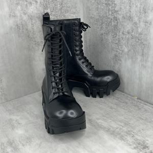 Botas de cuero genuino de vaca de alta calidad, a la moda, con cordones, para invierno y primavera, con suela gruesa y aumento de altura, estilo locomotora. - Product Image 2