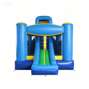 ปราสาทลมเป่าลมพร้อมสไลเดอร์และอุโมงค์พิมพ์โลโก้ได้ วัสดุ PVC สำหรับใช้งานเชิงพาณิชย์ ติดตั้งง่าย รับน้ำหนักได้ 500 กก. รองรับ 10 คน - Product Image 1