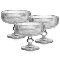 Tazón de Postre Vintage con Base, Diseño Acanalado y Textura a Rayas para Helados y Dulces