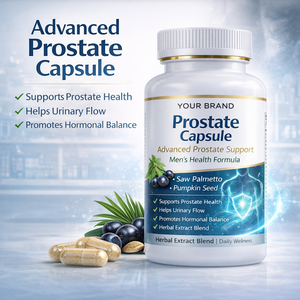 Capsules de soutien de la <span class=keywords><strong>prostate</strong></span> à base de Palmier nain et de Graine de citrouille, Complément alimentaire pour la santé masculine, Formule à base de plantes, Marque privée OEM ODM - Product Image 2