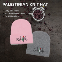 Sombrero de punto transfronterizo con letras árabes de moda para otoño e invierno con bordado de bandera palestina, sombrero frío cálido para hombres y mujeres