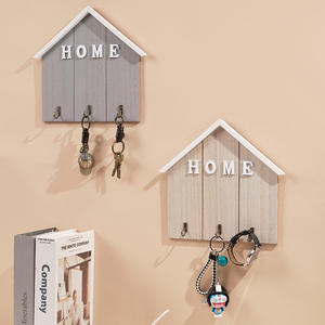 Mensola a Forma di Casa da Parete, Portachiavi <span class=keywords><strong>in</strong></span> <span class=keywords><strong>Legno</strong></span> Decorativo per Appendere Chiavi - Product Image 3