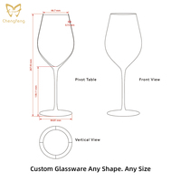 Ensemble de verres à vin rouge de 22 oz avec tige colorée, verres à Bordeaux en cristal soufflé à la main avec cœur coloré et longue tige
