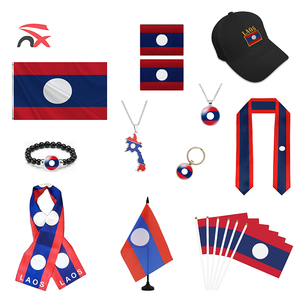 Ensemble de drapeaux de supporters de <span class=keywords><strong>football</strong></span> du <span class=keywords><strong>Laos</strong></span> en gros : drapeau national, bracelet, drapeau de table, carte, collier, écharpe, casquette de baseball pour la promotion - Product Image 1